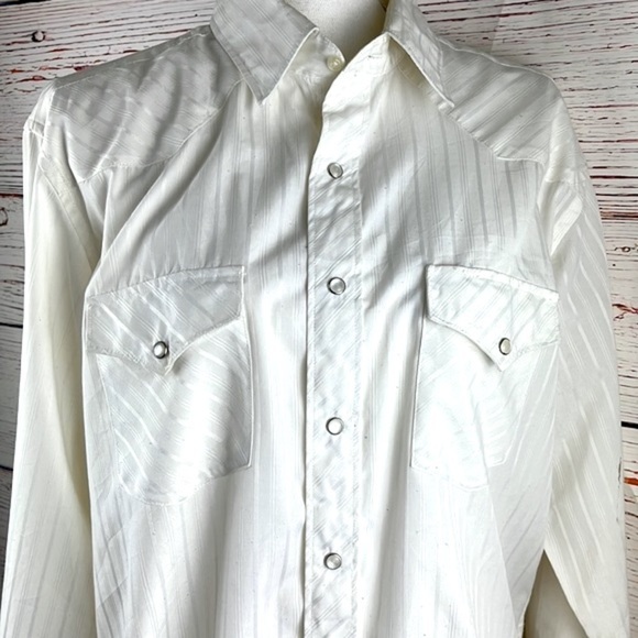 Vintage Corral West White Pearl Snap Western Shirt Large - Picture 3 of 6